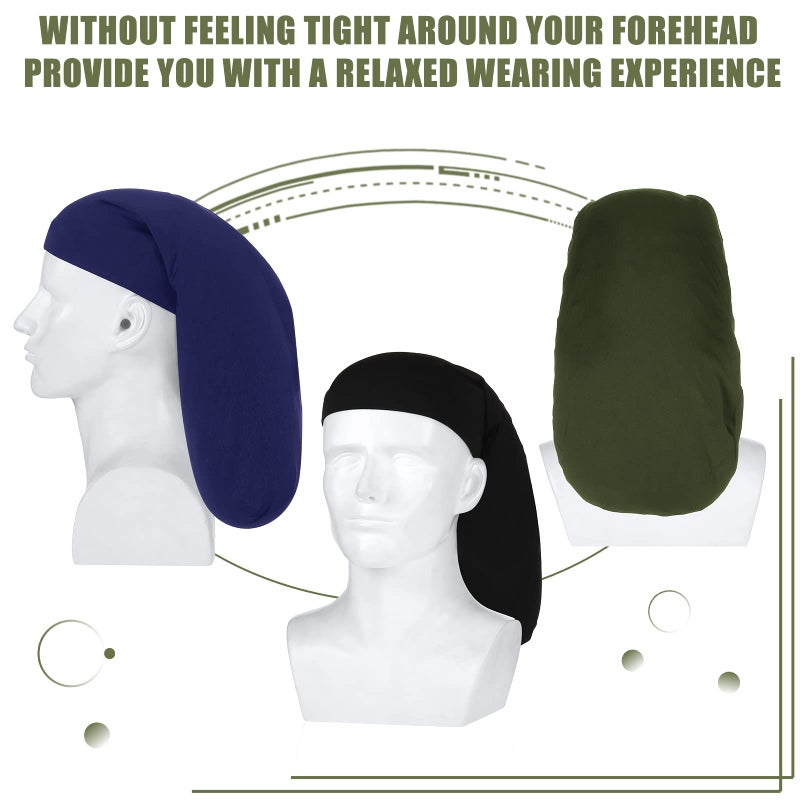 Tatuo 4 Pieces Unisex Jumbo Dreadlock Cap Long Hair Dreads Head Wrap Sleeping Cap Hair Accessories Sleep Bonnet for Men Women(Royal Blue, Navy Blue, Black, Army Green) - Image 5