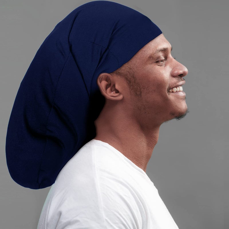 Tatuo 4 Pieces Unisex Jumbo Dreadlock Cap Long Hair Dreads Head Wrap Sleeping Cap Hair Accessories Sleep Bonnet for Men Women(Royal Blue, Navy Blue, Black, Army Green) - Image 4