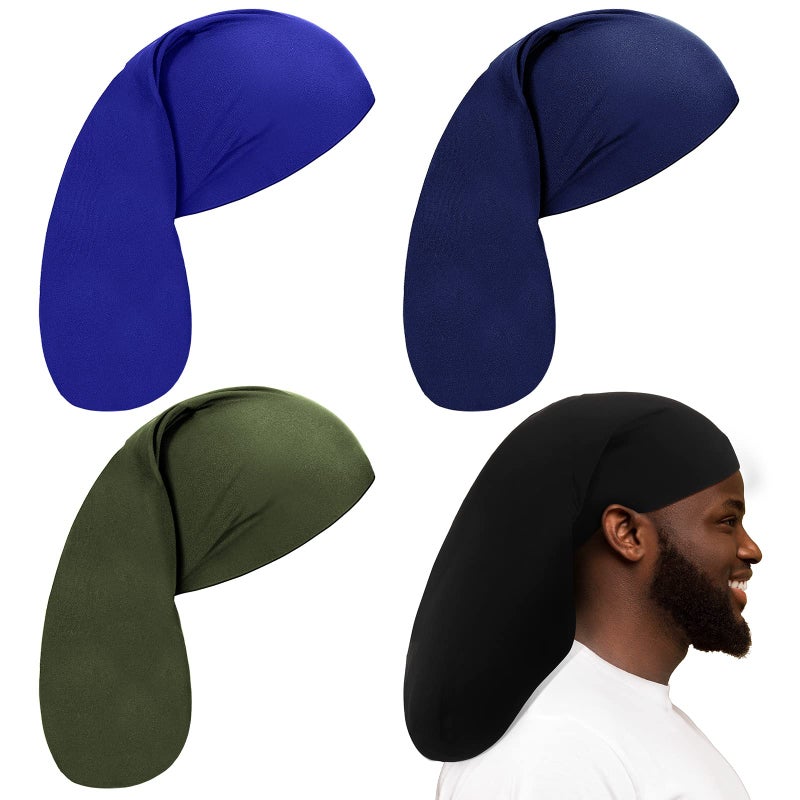 Tatuo 4 Pieces Unisex Jumbo Dreadlock Cap Long Hair Dreads Head Wrap Sleeping Cap Hair Accessories Sleep Bonnet for Men Women(Royal Blue, Navy Blue, Black, Army Green) - Image 1