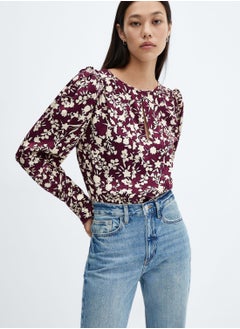 Cut Out Floral Printed Top