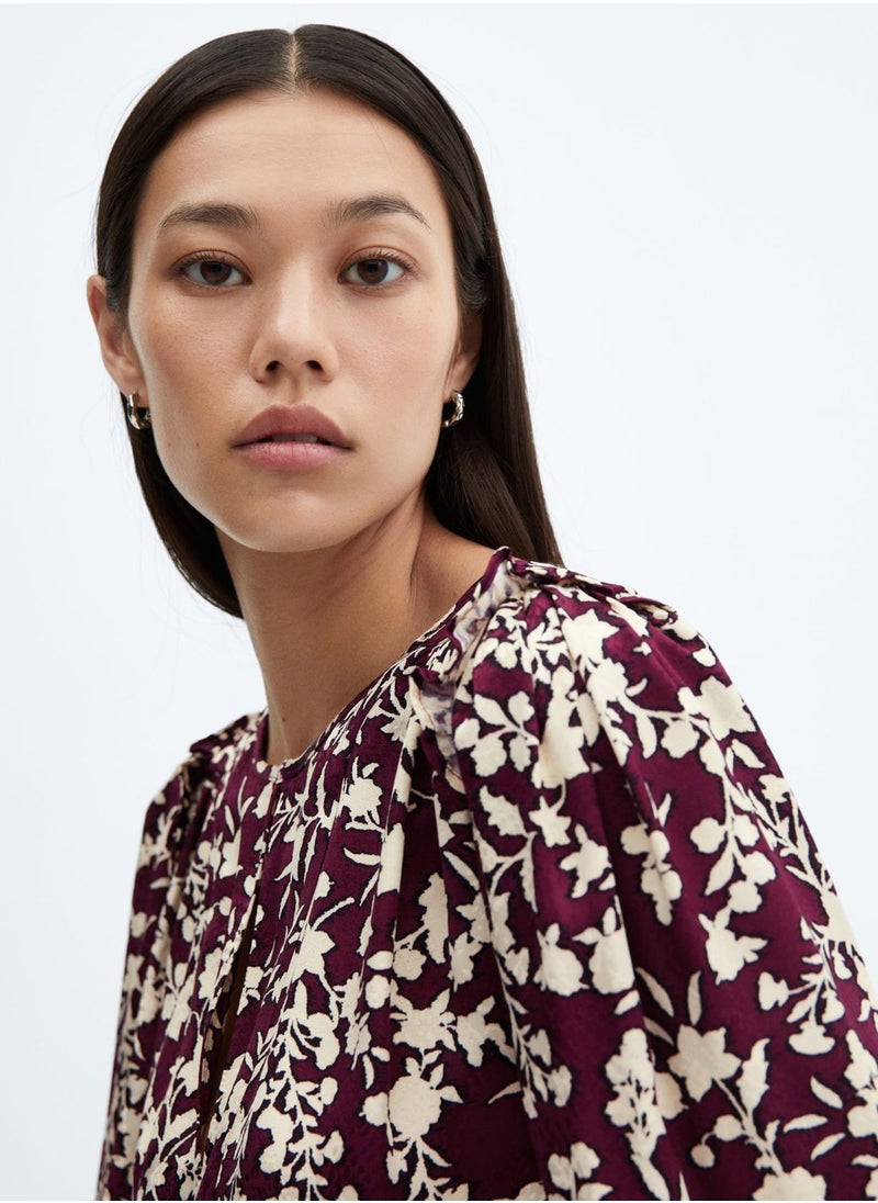 MANGO - Cut Out Floral Printed Top - Image 1
