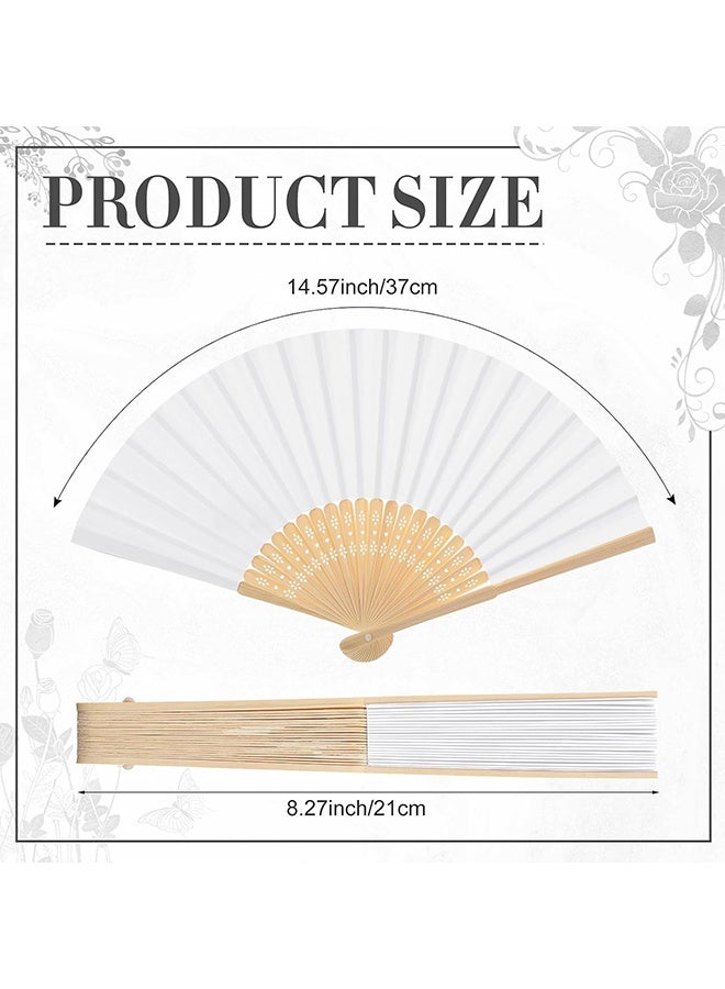Depend 4 Packs Handheld Folding Fan, White Folding Fans, Small Chinese Folding Hand Fan For Women, Bamboo Silk Hand Fan For Wedding, Church, Performance, Dance, Beach, Travel, Party & Gift, DIY Decoration - Image 2
