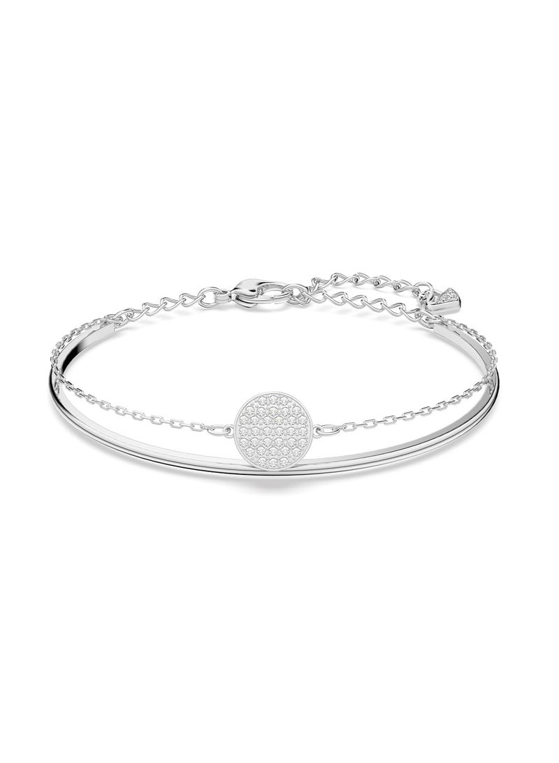 سواروفسكي سوار حلقي للنساء من جينجر كوليكشن كريستالات بيضاء لامعة مع وسلسلة مطلية بالروديوم مقاس واحد كريستال - Image 1