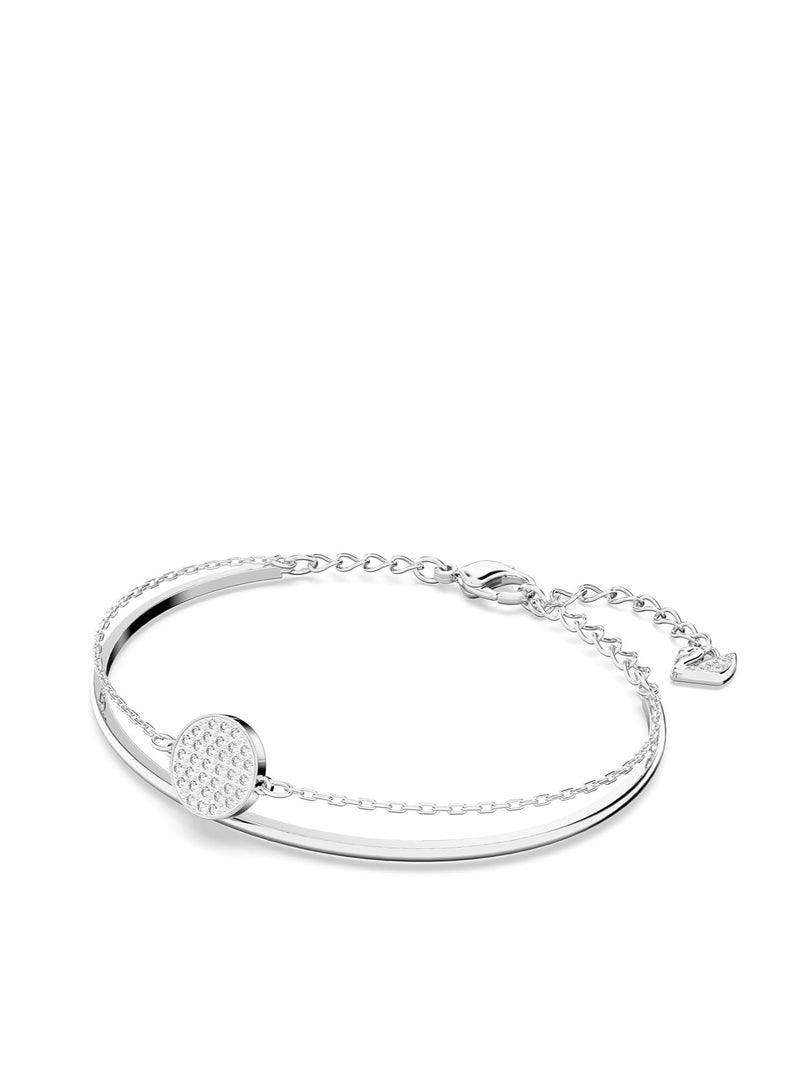 سواروفسكي سوار حلقي للنساء من جينجر كوليكشن كريستالات بيضاء لامعة مع وسلسلة مطلية بالروديوم مقاس واحد كريستال - Image 2