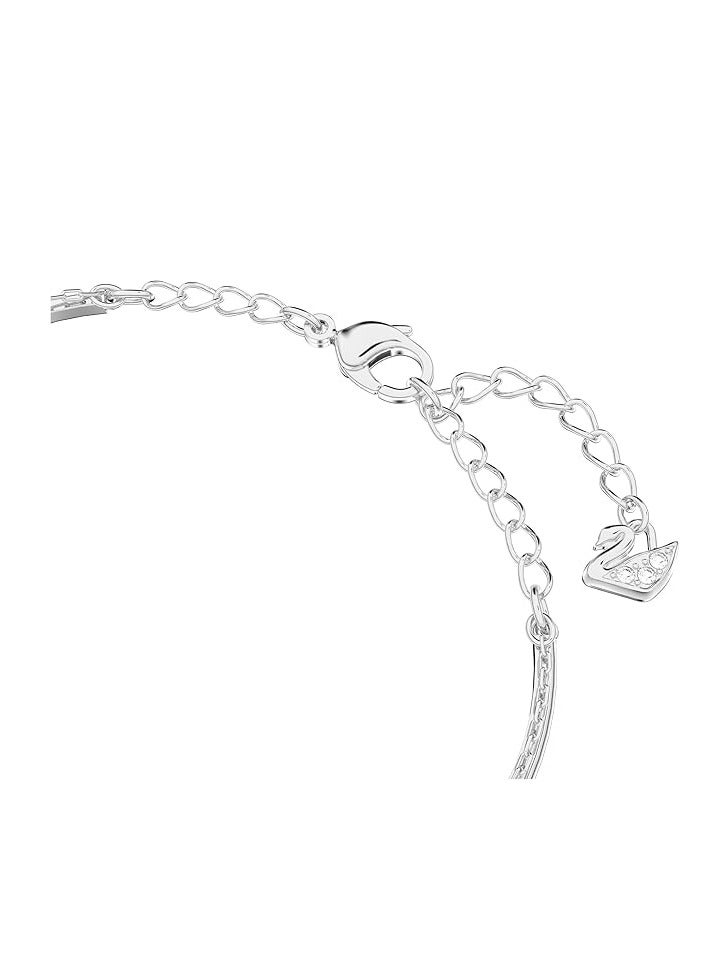 سواروفسكي سوار حلقي للنساء من جينجر كوليكشن كريستالات بيضاء لامعة مع وسلسلة مطلية بالروديوم مقاس واحد كريستال - Image 3