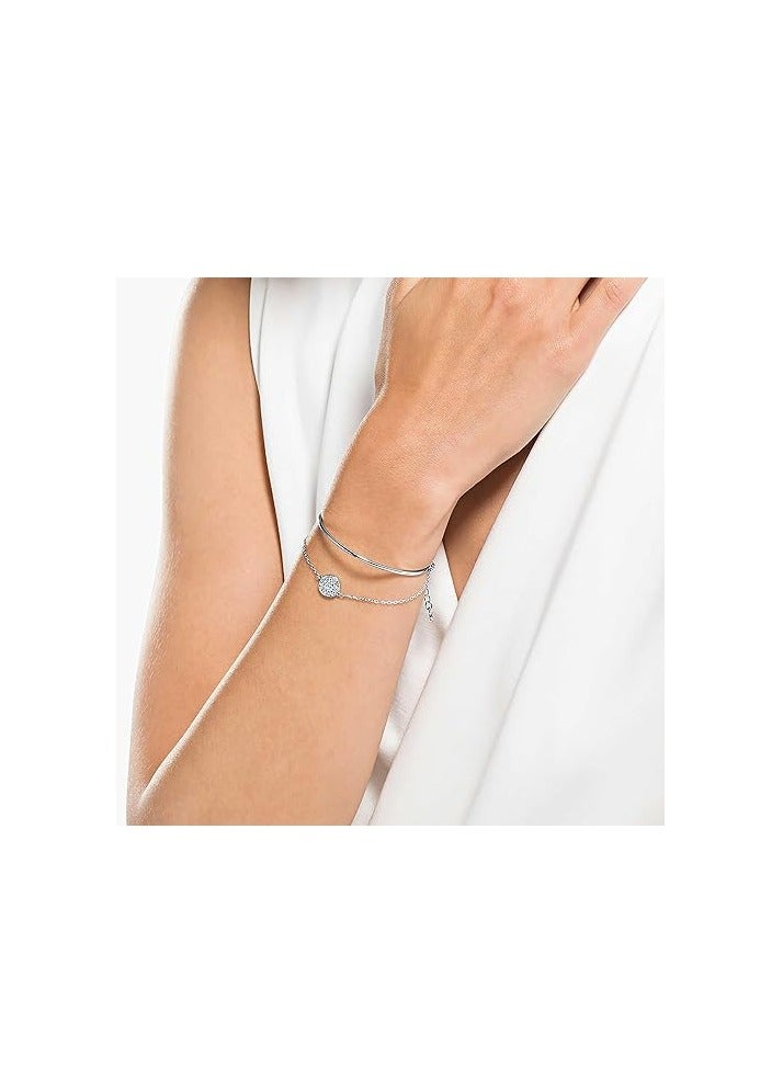 سواروفسكي سوار حلقي للنساء من جينجر كوليكشن كريستالات بيضاء لامعة مع وسلسلة مطلية بالروديوم مقاس واحد كريستال - Image 5