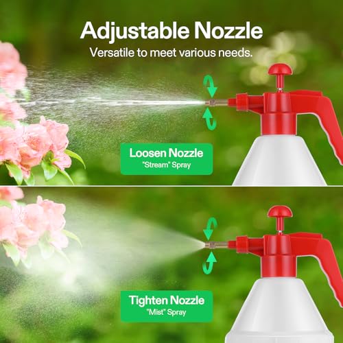VIVOSUN 27oz Pump Sprayer, Handheld Garden Water Sprayer Bottle with Adjustable Brass Nozzle, for Spraying Plants, Flowers, Weeds and Cleaning, Red - Image 2