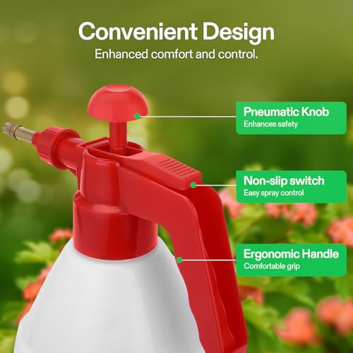 VIVOSUN 27oz Pump Sprayer, Handheld Garden Water Sprayer Bottle with Adjustable Brass Nozzle, for Spraying Plants, Flowers, Weeds and Cleaning, Red - Image 5