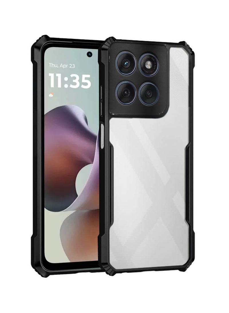 Wtech Motorola Moto G56 5G 2025 Hybrid TPU Silicone with Raised Armour Bumpers Slim Case Cover (MCAPSA) - Clear/Black - Image 1