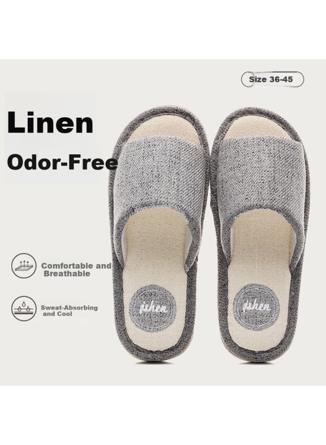 Tzldn Indoor Linen Slippers Women Summer Couple Home Cotton Linen Style Cool Slippers - Image 1