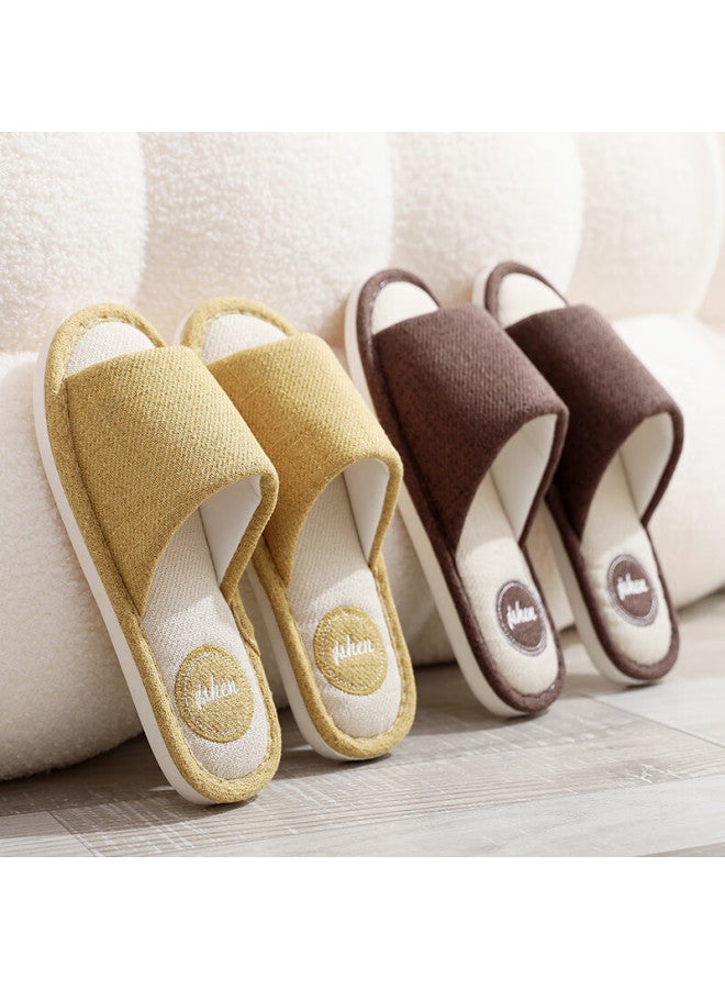 Tzldn Indoor Linen Slippers Women Summer Couple Home Cotton Linen Style Cool Slippers - Image 2