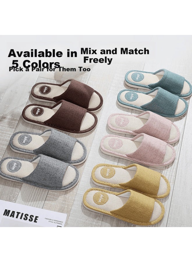 Tzldn Indoor Linen Slippers Women Summer Couple Home Cotton Linen Style Cool Slippers - Image 3