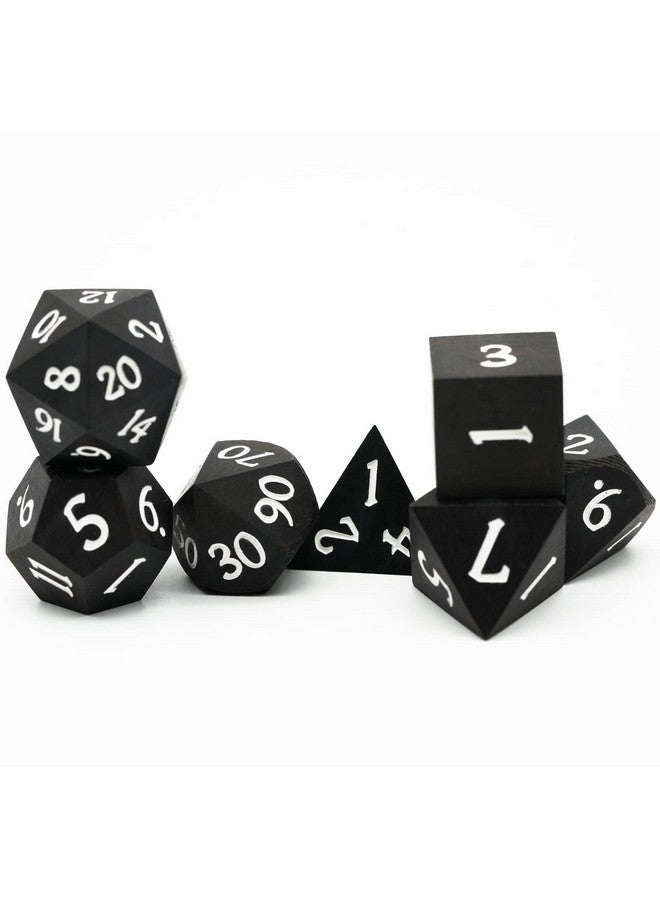 HDdais Wood Dnd Dice Set, 7Pcs Black Polyhedral Dice Set, Rpg D&D Dice Made With Ebony Wood For Mtg Dungeons And Dragons Role Playing Games, D N D Gifts - Image 3