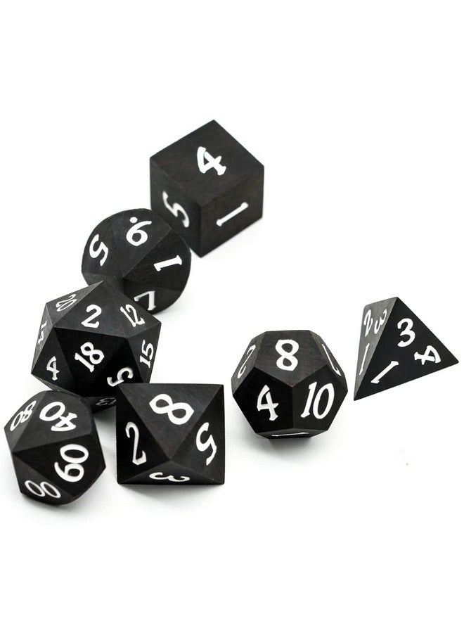 HDdais Wood Dnd Dice Set, 7Pcs Black Polyhedral Dice Set, Rpg D&D Dice Made With Ebony Wood For Mtg Dungeons And Dragons Role Playing Games, D N D Gifts - Image 4