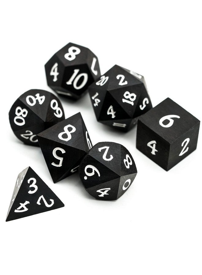 HDdais Wood Dnd Dice Set, 7Pcs Black Polyhedral Dice Set, Rpg D&D Dice Made With Ebony Wood For Mtg Dungeons And Dragons Role Playing Games, D N D Gifts - Image 2