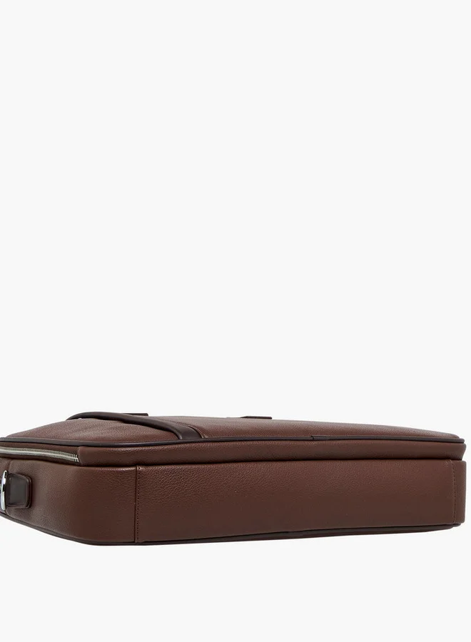 دوتشيني Solid Laptop Bag with Detachable Strap and Zip Closure