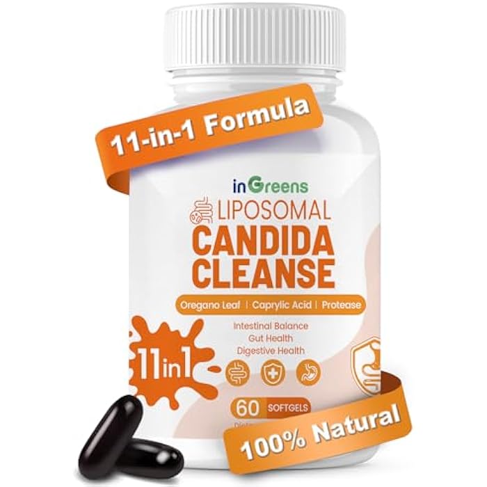 inGreens 11-in-1 Candida Support Supplement, Antifungal Overgrowth, Intestinal Detox & Gut Health for Women & Men, Balance Probiotic, Natural Herbal Oregano & Caprylic Acid Softgels, 60 Count - Image 1