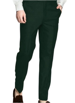 DAVANCHY Men Emerald Green Trouser Stylish Classic Formal Pant
