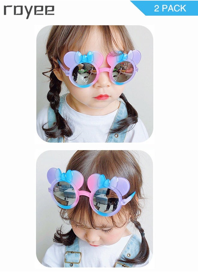 Royee - 2Pack children's sunglasses， cartoon girl sunglasses, posing and styling accessories for Age 3-12 girls - Image 1