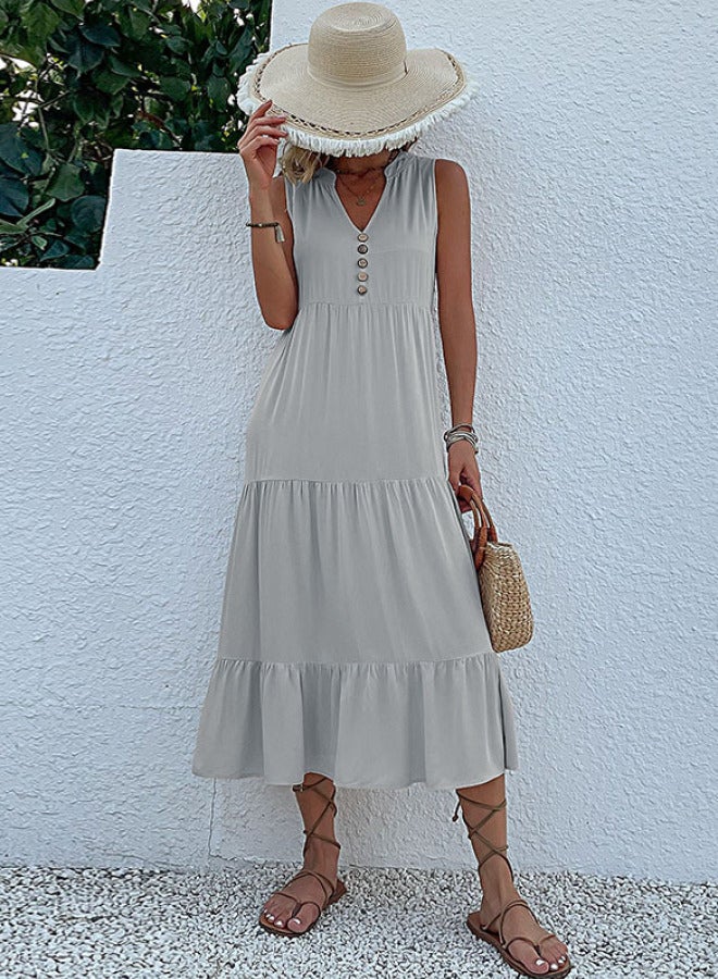 Yailla Summer Vest Skirt Sleeveless Loose Casual Dress 