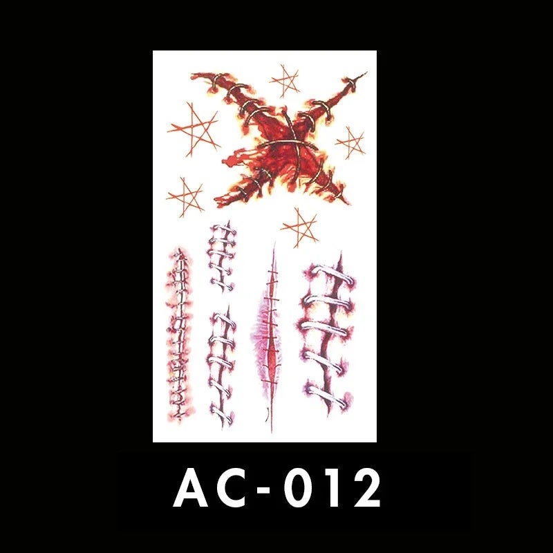 Halloween Tattoo Stickers Spider Scar Wound Lip Scratched Terror Realistic Temporary Tattoo Stickers DIY Party Body Art Makeup - Image 1