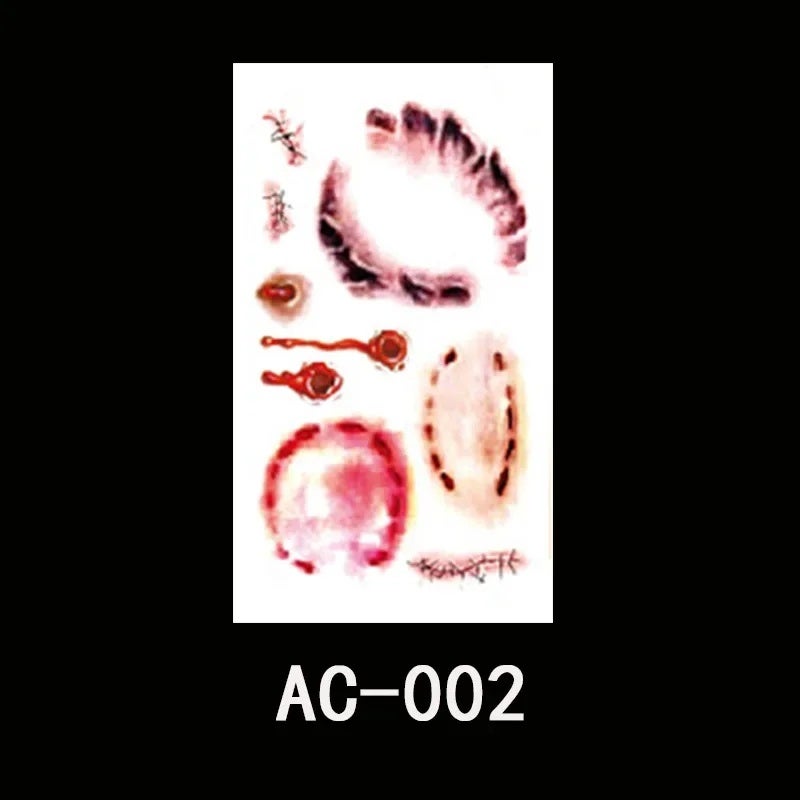 Halloween Tattoo Stickers Spider Scar Wound Lip Scratched Terror Realistic Temporary Tattoo Stickers DIY Party Body Art Makeup - Image 5