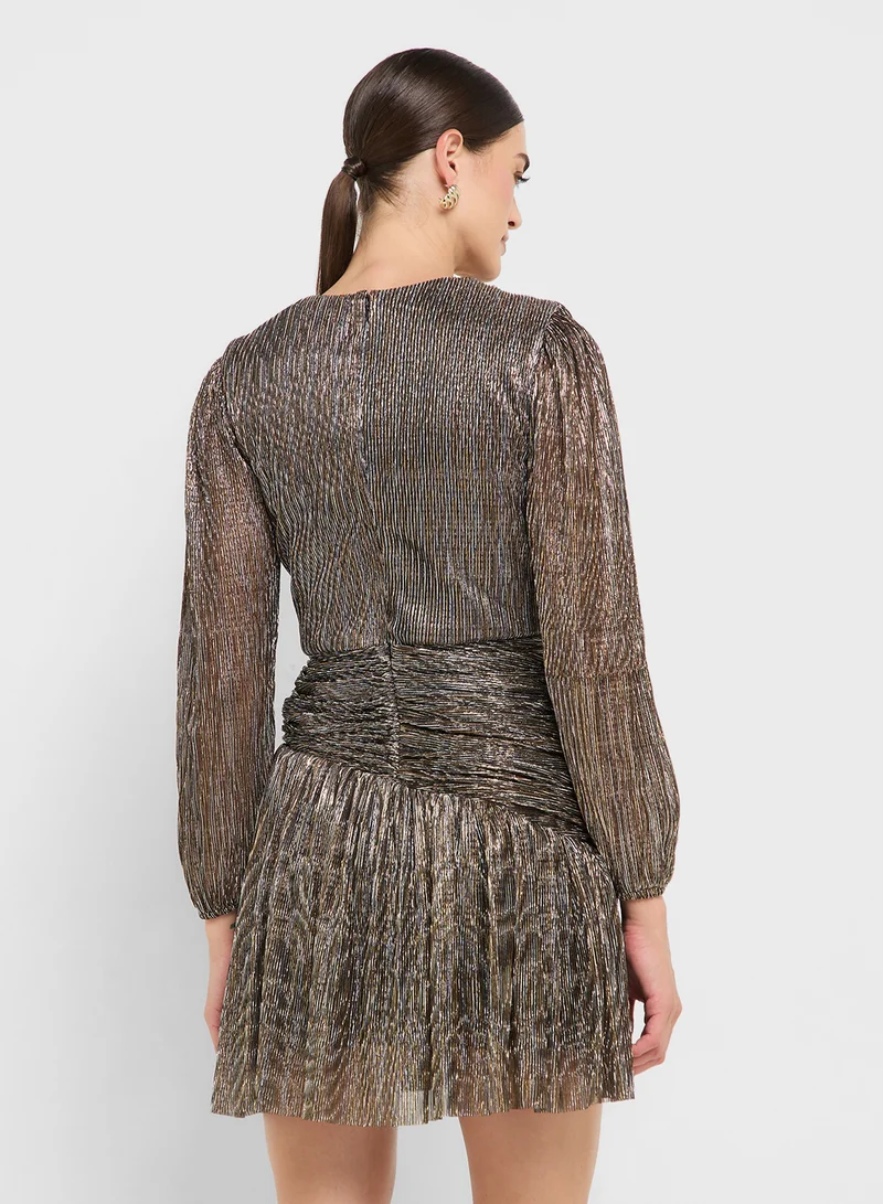 جينجر بوتيك eclat luxe shimmer wrap dropwaist dress