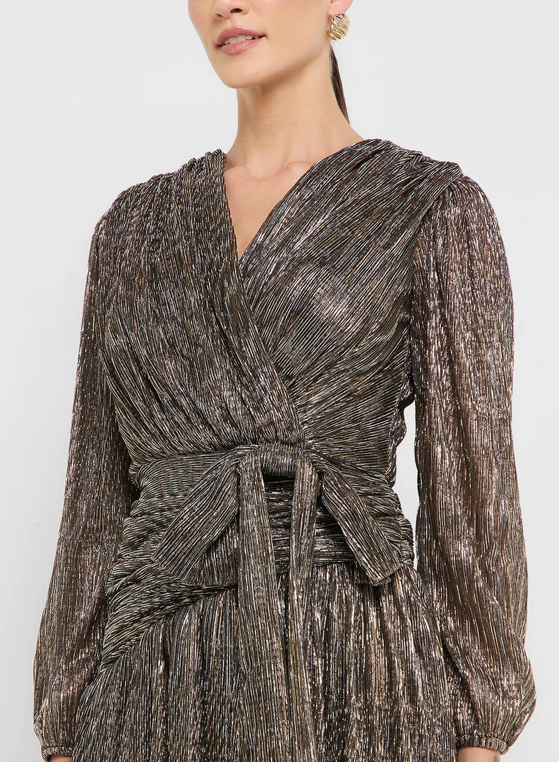 Ginger Boutique eclat luxe shimmer wrap dropwaist dress