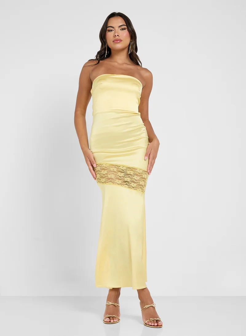 Ginger Strapless Lace Trim Dress
