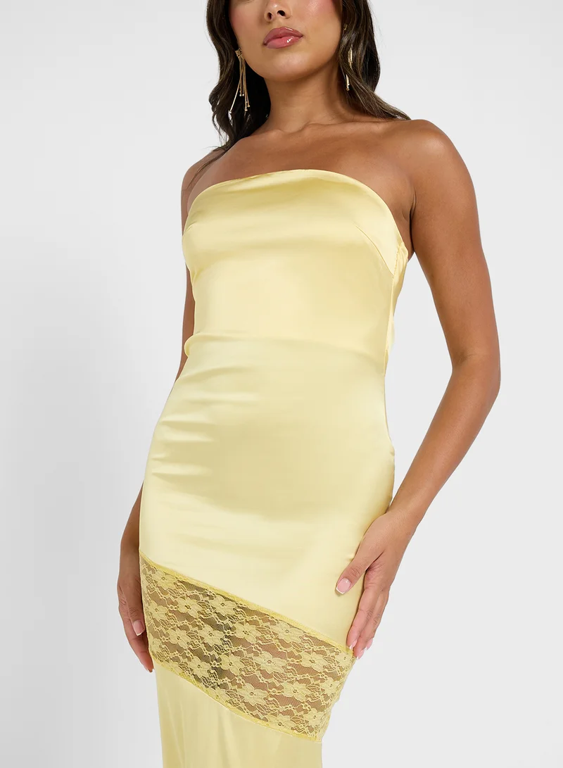 Ginger Strapless Lace Trim Dress