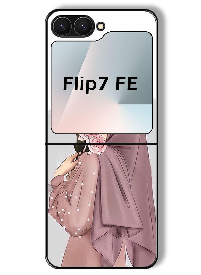 Theodor Case Compatible with Samsung Galaxy Z Flip 7 FE 6.7 Inch Protection Shockproof Bumper Cover Holding Roses Girl - Image 1