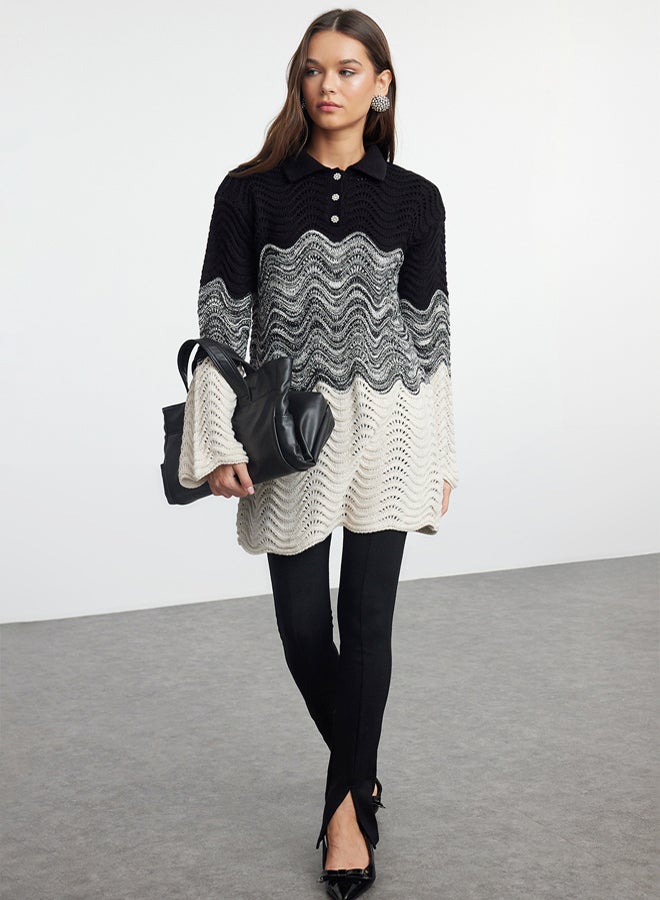 trendyol Knit Detailed Black Knitwear Sweater - Image 1
