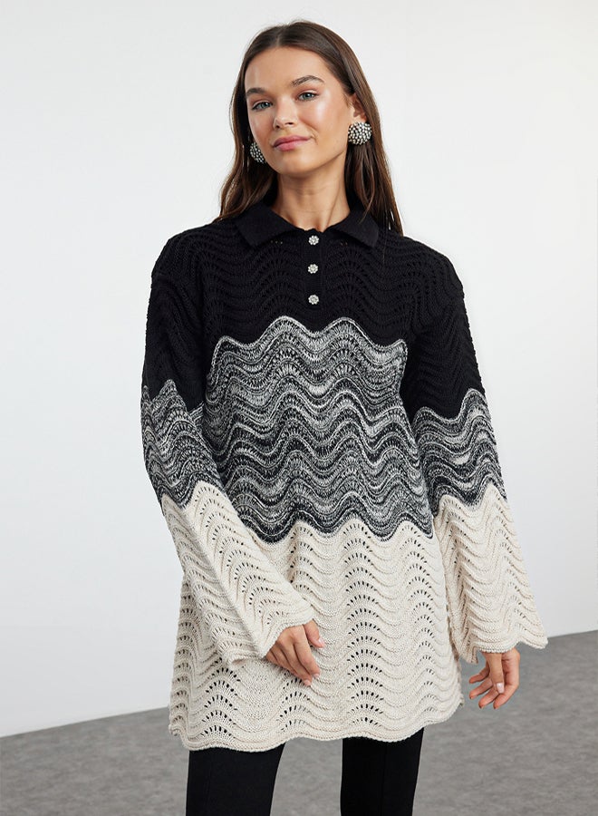 trendyol Knit Detailed Black Knitwear Sweater - Image 2