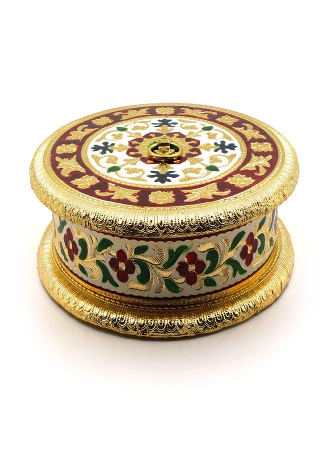macsen Decorative Dry Fruit Box Wooden Round Meenakari Design/Diwali Dry Fruit Container, Sweet Box, Mukhwas Box, Supari Box, Chocolate Box, Wedding Gift Box - Image 5