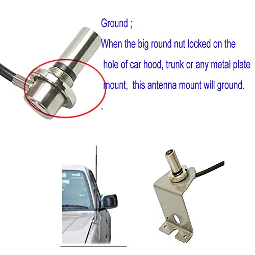 UngSung 3/8 x 24 Vehicle CB Antenna Mount Bulkhead Stud Mount to PL-259 Connector with 15FT RG58A/U CB Coaxial Cable Low Losses Extension Lines Between Amateur cb Antennas and Radio - Image 3