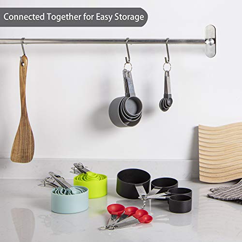 Huygens Measuring Cups and Spoons Set of Huygens Kitchen Gadgets 10 Pieces, Stackable Stainless Steel Handle Measuring Cups for Measuring Dry and Liquid Ingredient (Gray) - Image 5