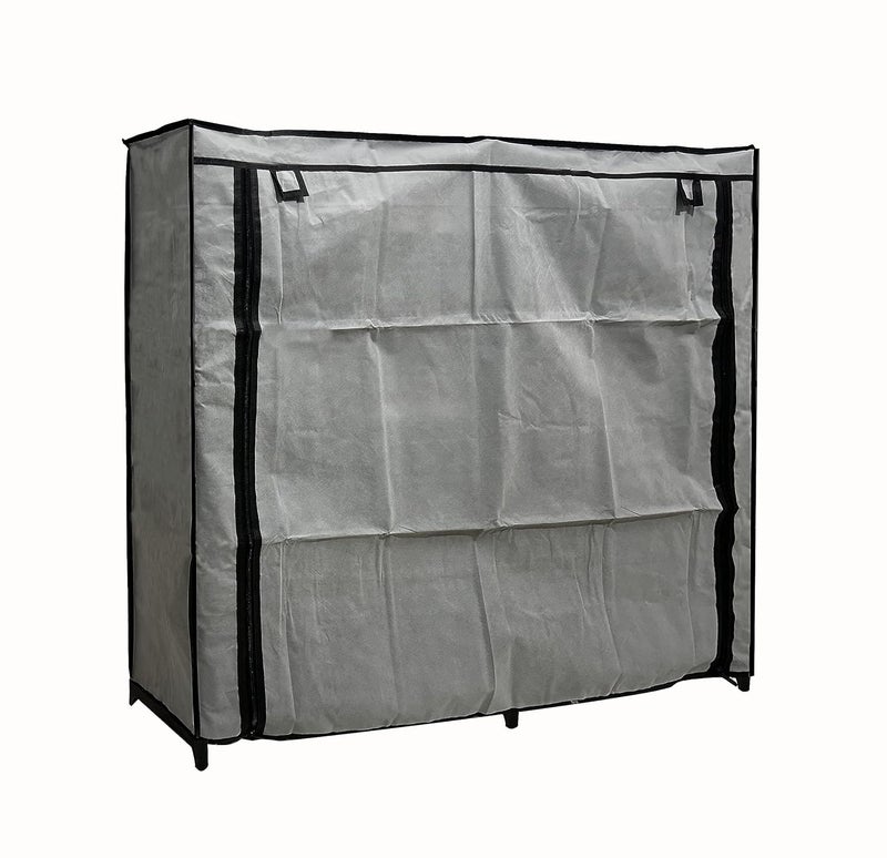 PHILOSHOP PHILOSHOP Multipurpose 12 Layer Wardrobe Storage Rack Organizer Cabinet Cupboard Almirah 1 Door Wardrobe Shoe Rack for Home Grey - Image 4