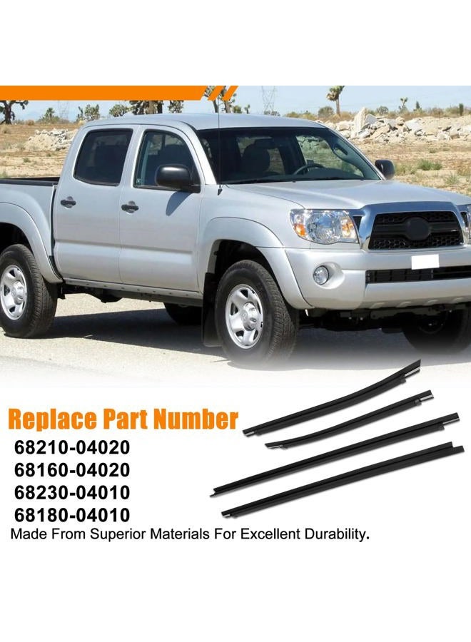 bumxca Exterior Window Weatherstrip Compatible with Toyota Tacoma Double Cab 2000-2004, Front & Rear Window Moulding Trim Seal Belt, OE Replace#: 68210-04020 68160-04020 68230-04010 68180-04010 (4Pcs/Set) - Image 3