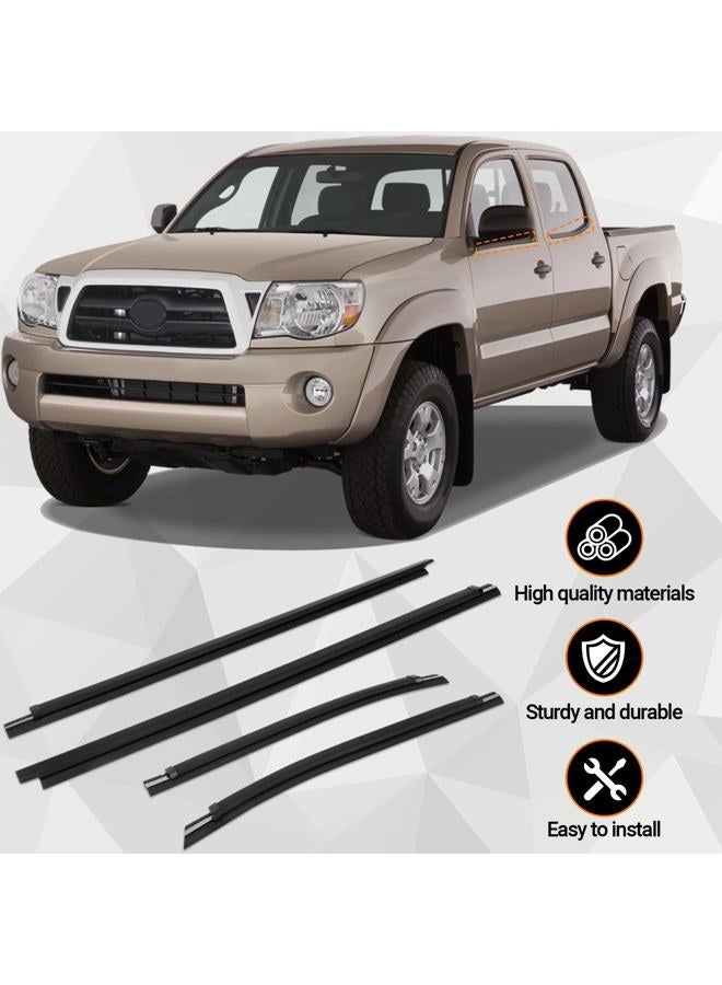 bumxca Exterior Window Weatherstrip Compatible with Toyota Tacoma Double Cab 2000-2004, Front & Rear Window Moulding Trim Seal Belt, OE Replace#: 68210-04020 68160-04020 68230-04010 68180-04010 (4Pcs/Set) - Image 5