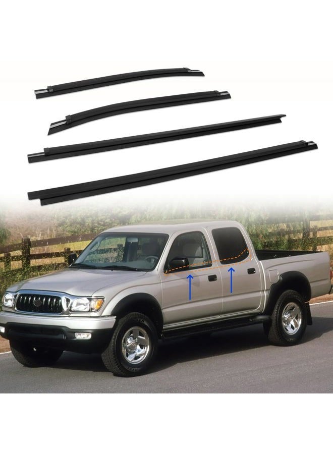 bumxca Exterior Window Weatherstrip Compatible with Toyota Tacoma Double Cab 2000-2004, Front & Rear Window Moulding Trim Seal Belt, OE Replace#: 68210-04020 68160-04020 68230-04010 68180-04010 (4Pcs/Set) - Image 1