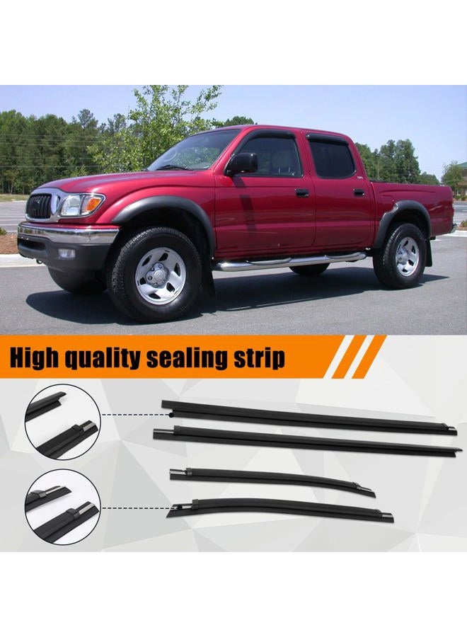 bumxca Exterior Window Weatherstrip Compatible with Toyota Tacoma Double Cab 2000-2004, Front & Rear Window Moulding Trim Seal Belt, OE Replace#: 68210-04020 68160-04020 68230-04010 68180-04010 (4Pcs/Set) - Image 4