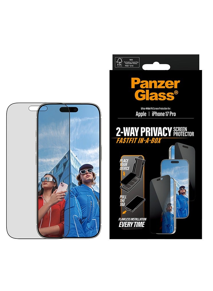 PanzerGlass Screen Protector Black Frame Ultra-Wide Fit iPhone 17 Pro - Privacy - Image 1