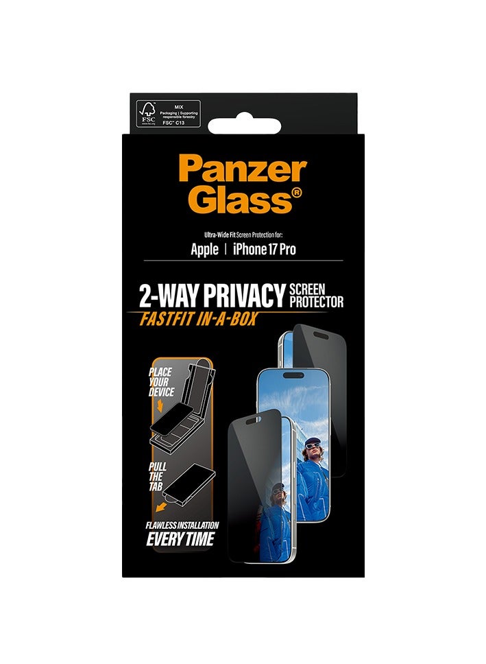 PanzerGlass Screen Protector Black Frame Ultra-Wide Fit iPhone 17 Pro - Privacy - Image 2