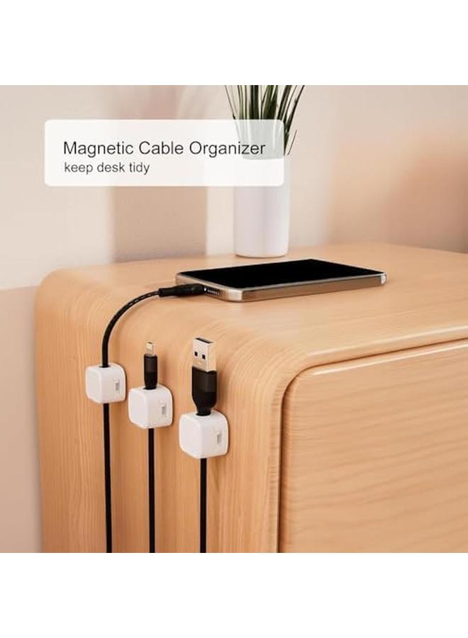 Goodern Magnetic Cord Holder 6 Pack Cable Organizer Adhesive Charger Cable Management Clips Smooth Adjustable Wire Holder Keeper Cord Organizer Cable Clip For Home Office Wall Desktop Nightstand Black - Image 5
