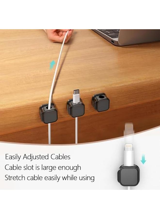 Goodern Magnetic Cord Holder 6 Pack Cable Organizer Adhesive Charger Cable Management Clips Smooth Adjustable Wire Holder Keeper Cord Organizer Cable Clip For Home Office Wall Desktop Nightstand Black - Image 3
