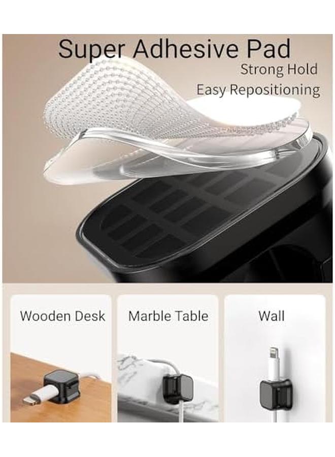 Goodern Magnetic Cord Holder 6 Pack Cable Organizer Adhesive Charger Cable Management Clips Smooth Adjustable Wire Holder Keeper Cord Organizer Cable Clip For Home Office Wall Desktop Nightstand Black - Image 4
