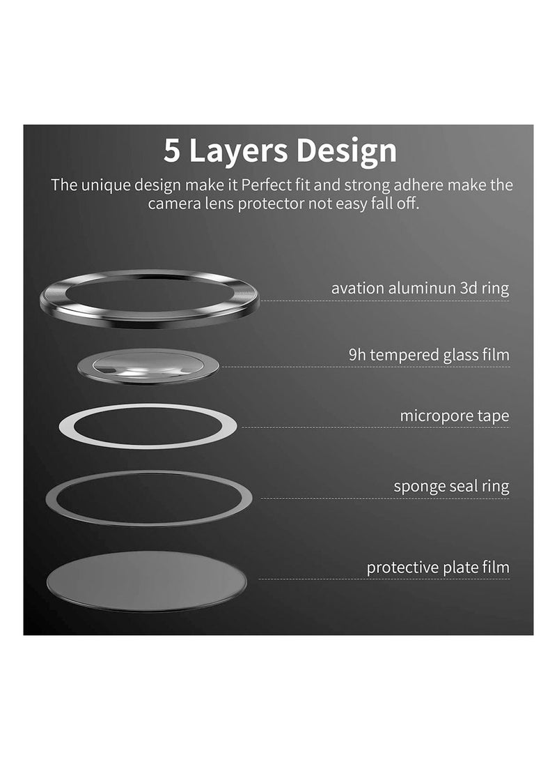 5PCS Tempered Glass Camera Lens Protector for Galaxy S22 Ultra 5G - Ultra-Thin, Scratch-Resistant, Black Metal Ring - Image 5