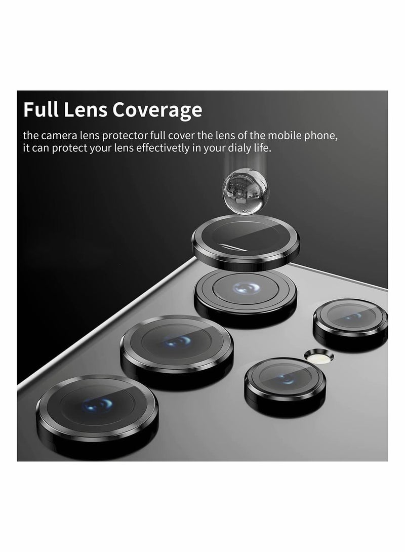 5PCS Tempered Glass Camera Lens Protector for Galaxy S22 Ultra 5G - Ultra-Thin, Scratch-Resistant, Black Metal Ring - Image 2