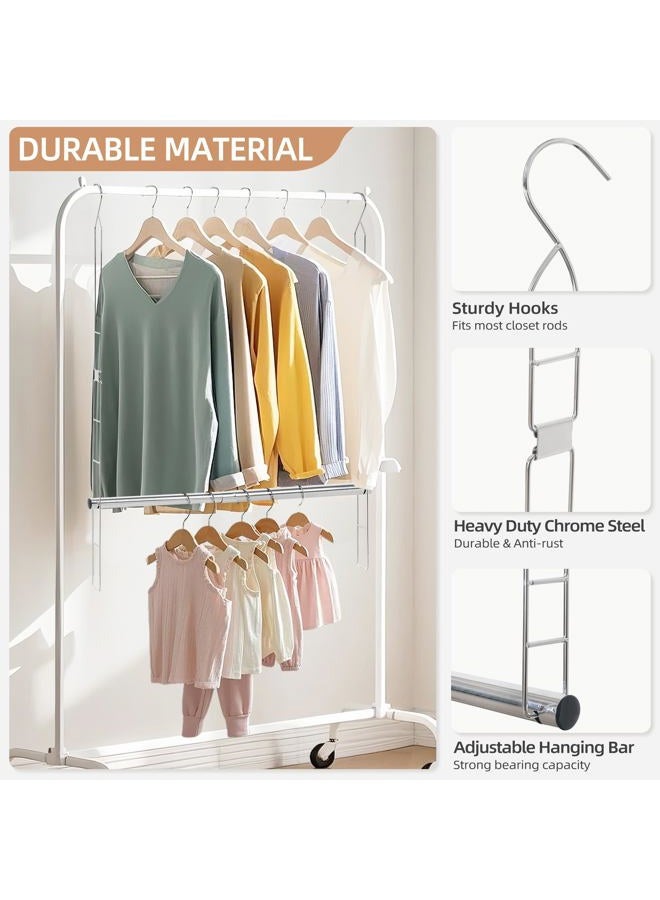 STORAGE MANIAC 2-Pack Adjustable Hanging Closet Rod, Double Hanging Closet Rod Organizer with Adjustable Horizontal Rod, Chrome - Image 3