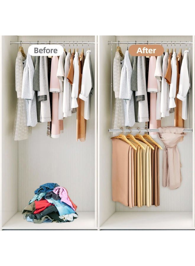STORAGE MANIAC 2-Pack Adjustable Hanging Closet Rod, Double Hanging Closet Rod Organizer with Adjustable Horizontal Rod, Chrome - Image 5
